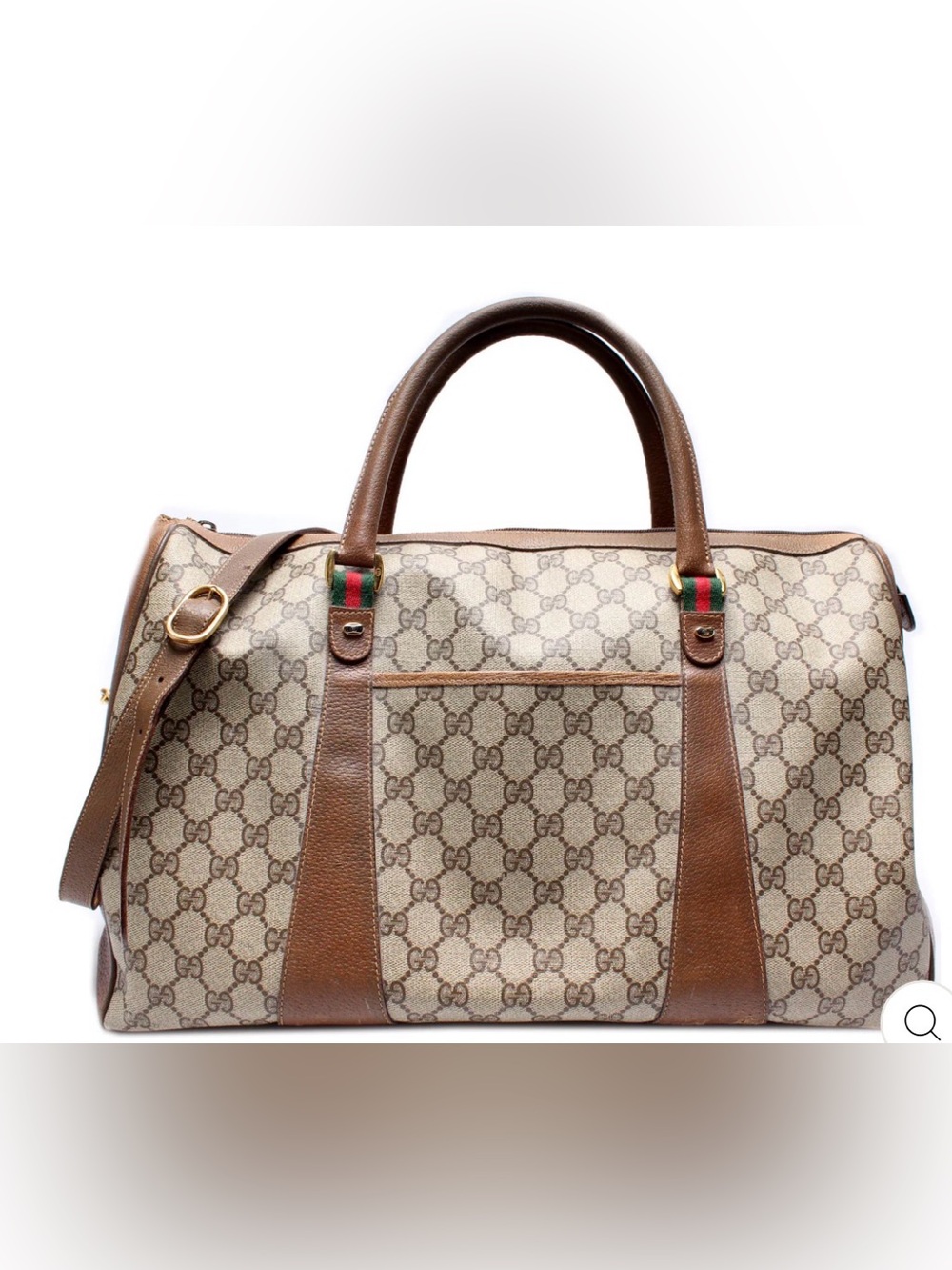 💞 GG Supreme Duffle 40 Monogram Bag With Strap/Green-Red Web